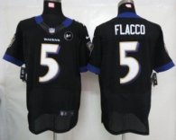 Nike Ravens -5 Joe Flacco Black Alternate With Art Patch Stitched NFL Elite Jersey