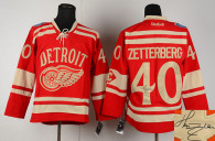 Autographed Detroit Red Wings -40 Henrik Zetterberg Red 2014 Winter Classic Stitched NHL Jersey