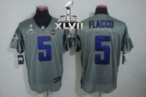 Nike Ravens -5 Joe Flacco Grey Shadow Super Bowl XLVII Stitched NFL Elite Jersey