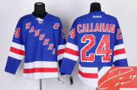 Autographed New York Rangers -24 Ryan Callahan Blue Stitched NHL Jersey