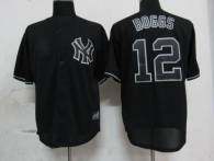New York Yankees -12 Wade Boggs Black Fashion Stitched MLB Jersey