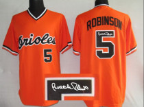 Autographed MLB Baltimore Orioles #5 Brooks Robinson Orange Cool Base Baseball Jersey