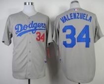 Los Angeles Dodgers -34 Fernando Valenzuela Stitched Grey Cool Base MLB Jersey