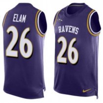Nike Ravens -26 Matt Elam Purple Team Color Stitched NFL Limited Tank Top Jersey