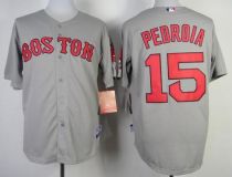 Boston Red Sox #15 Dustin Pedroia Stitched Grey MLB Jersey