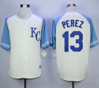 Kansas City Royals -13 Salvador Perez Cream Exclusive Vintage Stitched MLB Jersey
