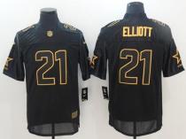 Nike Cowboys -21 Ezekiel Elliott Black Stitched NFL Elite Pro Line Gold Collection Jersey
