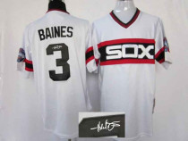 Mitchell and Ness Autographed MLB Chicago White Sox -3 Harold Baines Stitched White Throwback Jersey