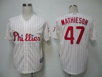 Philadelphia Phillies #47 Scott Mathieson White Red Strip Stitched MLB Jersey
