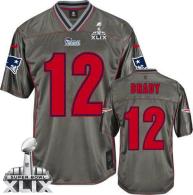 Nike New England Patriots -12 Tom Brady Grey Super Bowl XLIX Mens Stitched NFL Elite Vapor Jersey