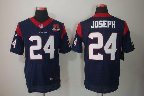 Nike Houston Texans #24 Johnathan Joseph Navy Blue Team Color With 10th Patch Men's Stitched NFL Eli