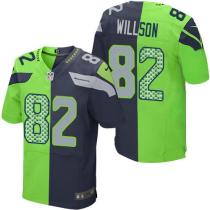 Nike Seahawks -82 Luke Willson Steel Blue Green Stitched NFL Elite Split Jersey