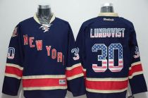 New York Rangers -30 Henrik Lundqvist Navy Blue USA Flag Fashion Stitched NHL Jersey