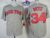 Boston Red Sox #34 David Ortiz Grey Cool Base 2013 World Series Patch Stitched MLB Jersey
