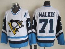 Pittsburgh Penguins -71 Evgeni Malkin White Blue CCM Throwback Stitched NHL Jersey