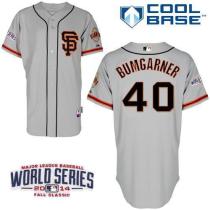 San Francisco Giants #40 Madison Bumgarner Grey Road 2 Cool Base W 2014 World Series Patch Stitched