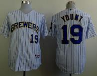 Milwaukee Brewers -19 Robin Yount White Blue Strip Stitched MLB Jersey