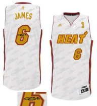 Autographed Miami Heat -6 LeBron James Trophy Banner Fashion Swingman White Jersey