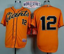 San Francisco Giants #12 Joe Panik Orange Alternate Cool Base W 2014 World Series Patch Stitched MLB