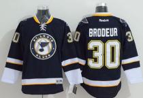 St Louis Blues -30 Martin Brodeur Navy Blue Third Stitched NHL Jersey
