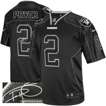 Nike NFL Men Oakland Raiders #2 Terrelle Pryor Elite Lights Out Black Autographed Stitched Jersey