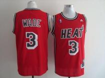 Miami Heat -3 Dwyane Wade Red Hardwood Classics Nights Stitched NBA Jersey