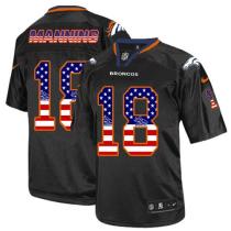 Nike Denver Broncos #18 Peyton Manning Black Men's Stitched NFL Elite USA Flag Fashion Jersey