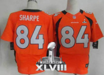 Nike Denver Broncos #84 Shannon Sharpe Orange Team Color Super Bowl XLVIII Men's Stitched NFL Elite
