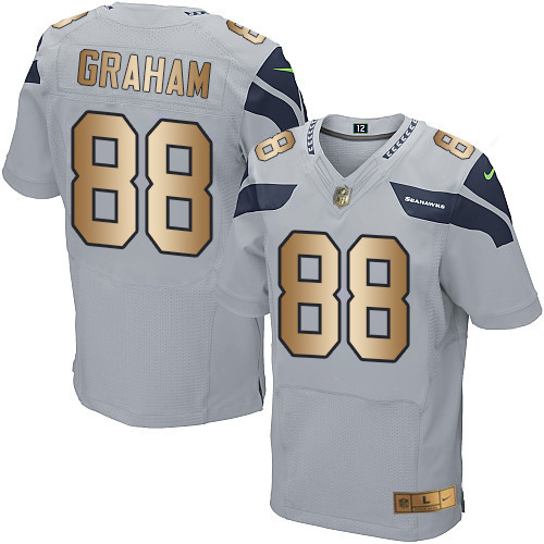 Nike Seahawks -88 Jimmy Graham Grey Alternate Stitched NFL Elite Gold Jersey