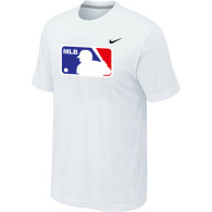 MLB Logo Heathered Nike White Blended T-Shirt