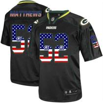 Nike Green Bay Packers #52 Clay Matthews Black Men's Stitched NFL Elite USA Flag Fashion Jersey