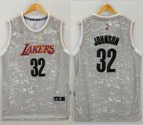 Los Angeles Lakers -32 Magic Johnson Grey City Light Stitched NBA Jersey