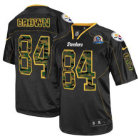 Nike Pittsburgh Steelers #84 Antonio Brown Black With Hall of Fame 50th Patch Men's Stitched NFL Eli