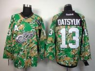 Detroit Red Wings -13 Pavel Datsyuk Camo Veterans Day Practice Stitched NHL Jersey