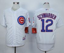 Chicago Cubs -12 Kyle Schwarber White Strip Cool Base Stitched MLB Jersey
