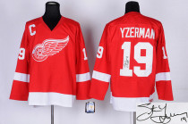 Autographed Detroit Red Wings -19 Steve Yzerman Stitched Red NHL Jersey