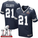 Nike Cowboys -21 Ezekiel Elliott Navy Blue Team Color Stitched NFL Super Bowl LI 51 Elite Jersey