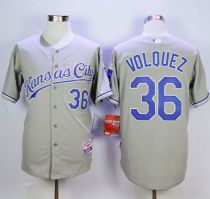 Kansas City Royals -36 Edinson Volquez Grey Cool Base Road Stitched MLB Jersey