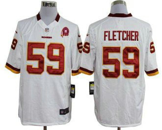 Nike Redskins -59 London Fletcher White With 80TH Patch Stitched NFL Game Jersey