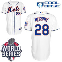New York Mets -28 Daniel Murphy White Cool Base W 2015 World Series Patch Stitched MLB Jersey