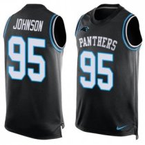 Nike Panthers -95 Charles Johnson Black Team Color Stitched NFL Limited Tank Top Jersey