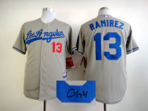 Autographed MLB Los Angeles Dodgers -13 Hanley Ramirez Grey Cool Base Stitched Jersey