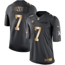 Nike Browns -7 DeShone Kizer Black Stitched NFL Limited Gold Salute To Service Jersey