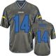 Nike San Diego Chargers #14 Dan Fouts Grey Men‘s Stitched NFL Elite Vapor Jersey