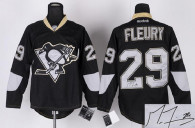 Autographed Pittsburgh Penguins -29 Andre Fleury Black Ice Stitched NHL Jersey