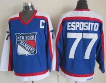New York Rangers -77 Phil Esposito Blue White CCM Throwback Stitched NHL Jersey