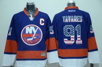 New York Islanders -91 John Tavares Baby Blue USA Flag Fashion Stitched NHL Jersey