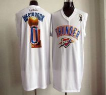 2012 NBA Finals Oklahoma City Thunder -0 Russell Westbrook White Stitched NBA Jersey