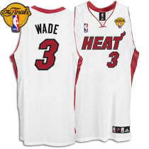 Miami Heat Finals Patch #3 Dwyane Wade White Stitched Youth NBA Jersey