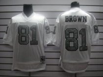 Mitchell And Ness 1994 Raiders -81 T Brown White Silver No Stitched NFL Jersey With 75TH Anniversary
